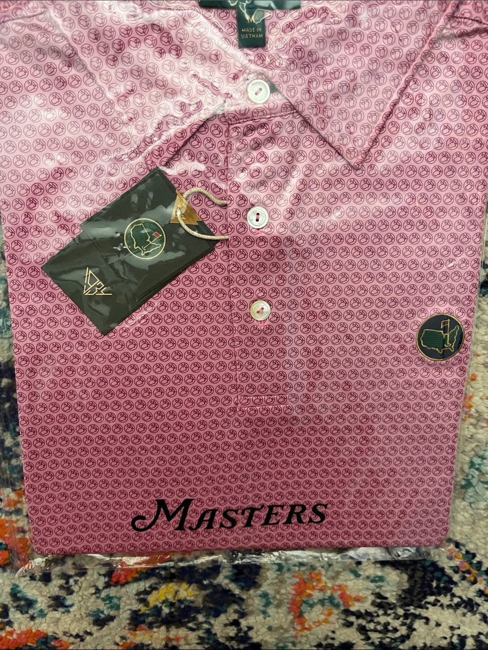 NWT Masters Pink Men's Polo Shirt Size Medium - Picture 3 of 5